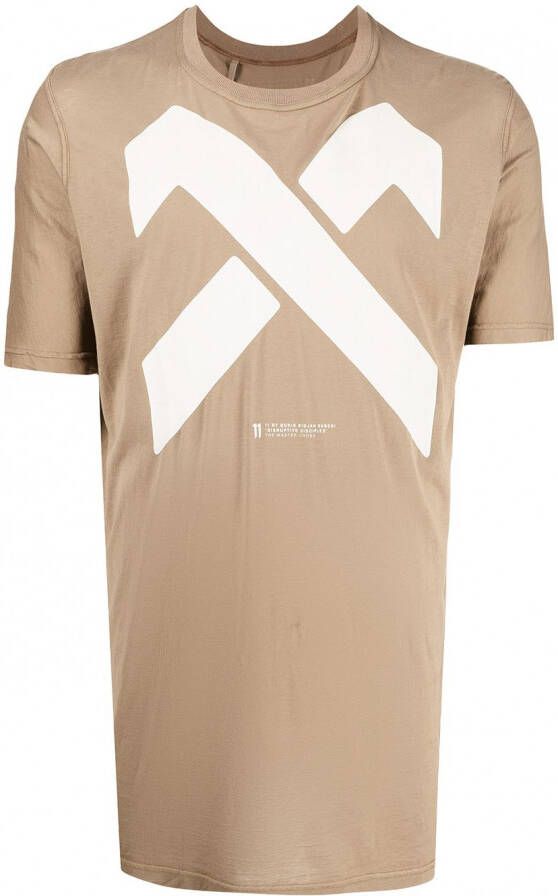 11 By Boris Bidjan Saberi T-shirt met logoprint Bruin