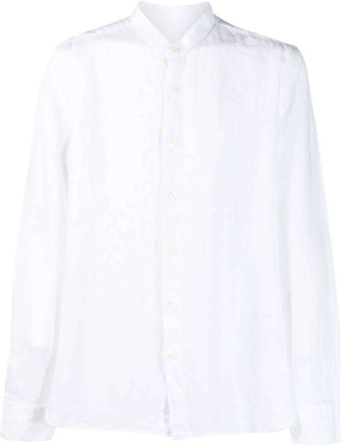 120% Lino Overhemd met bandkraag Wit