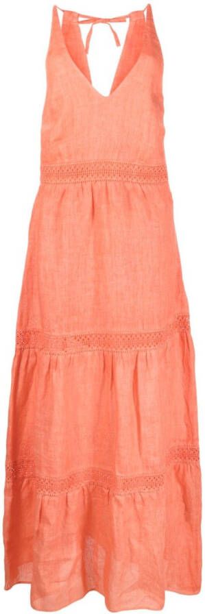120% Lino Mouwloze maxi-jurk Oranje