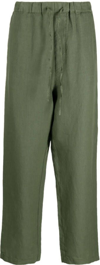 120% Lino Broek met trekkoordtaille Groen