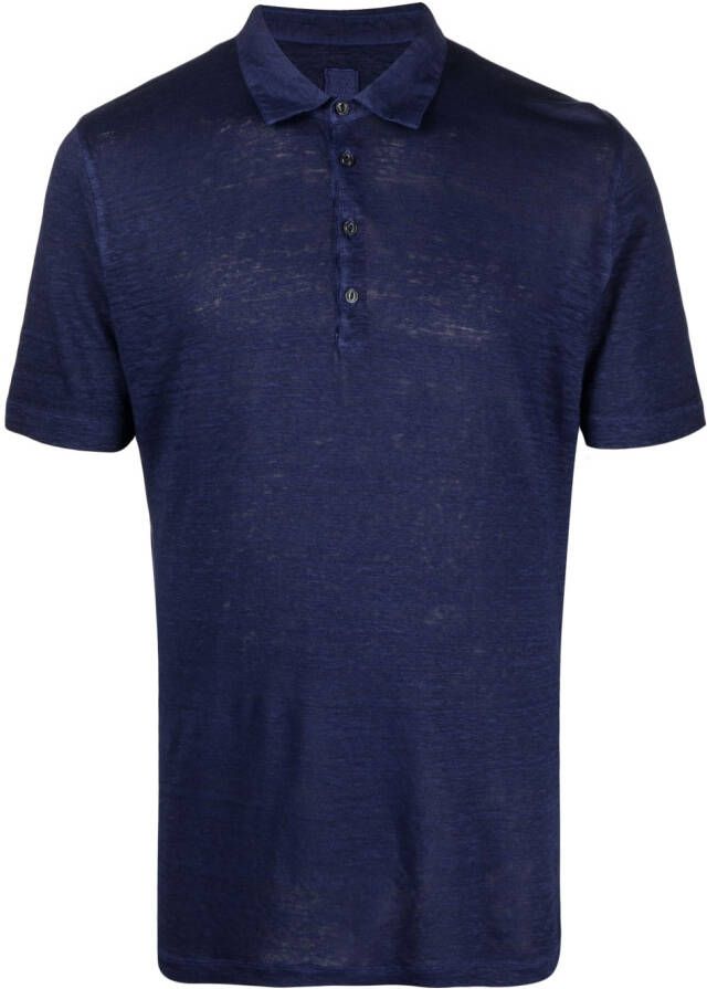 120% Lino Linnen poloshirt Blauw