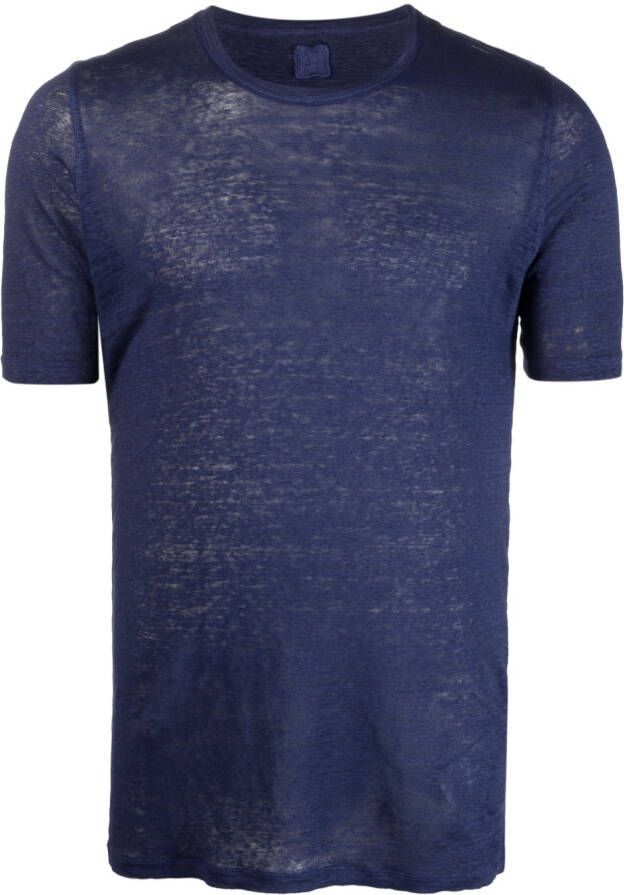 120% Lino Gemêleerd T-shirt Blauw