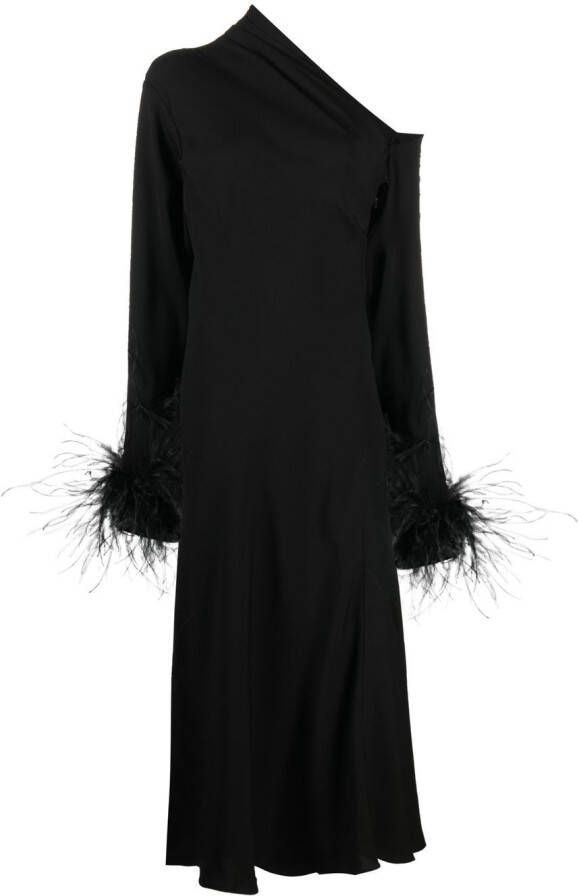 16Arlington Asymmetrische midi-jurk Zwart