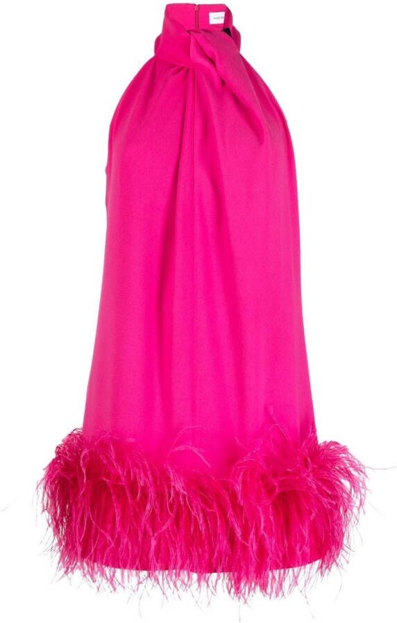 16Arlington Mini-jurk met afwerking van veren Roze
