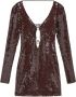 16Arlington Jurk verfraaid met pailletten Bruin - Thumbnail 1