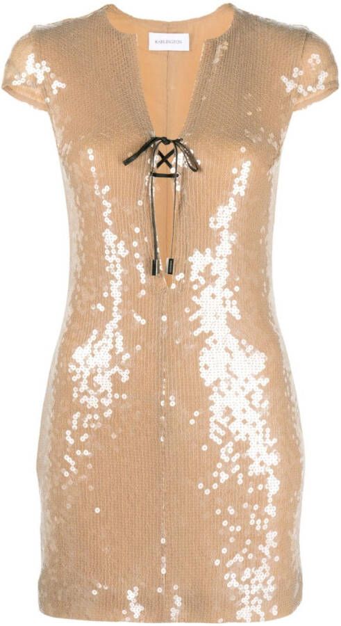 16Arlington Mini-jurk met pailletten Beige