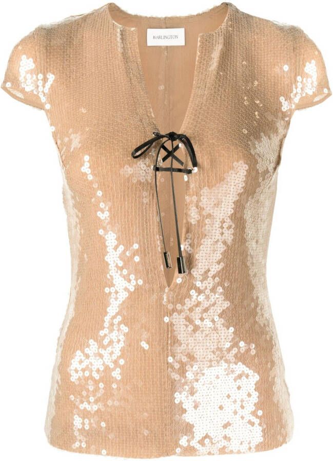 16Arlington T-shirt verfraaid met pailletten Beige