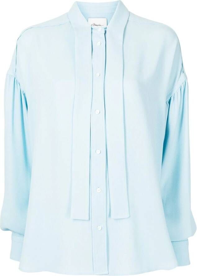 3.1 Phillip Lim pussybow satin shirt Blauw
