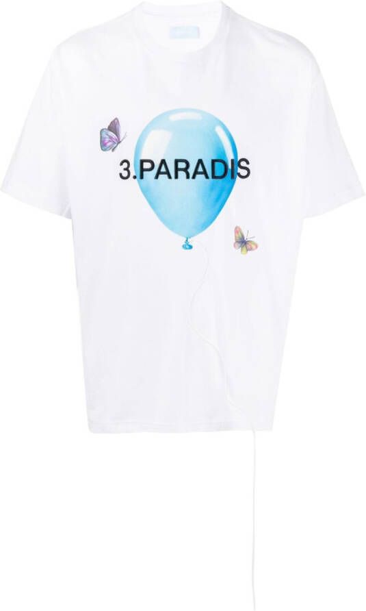 3PARADIS T-shirt met print Wit