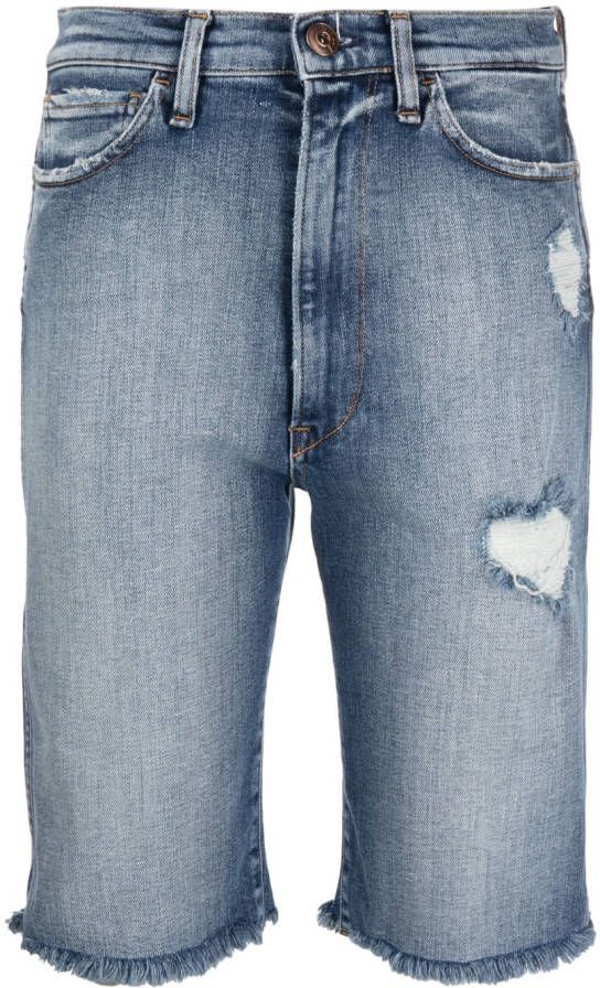 3x1 Gerafelde shorts Blauw
