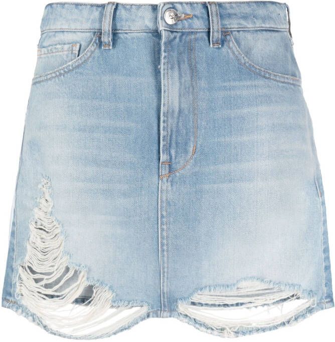 3x1 Mini-rok met gescheurd detail Blauw