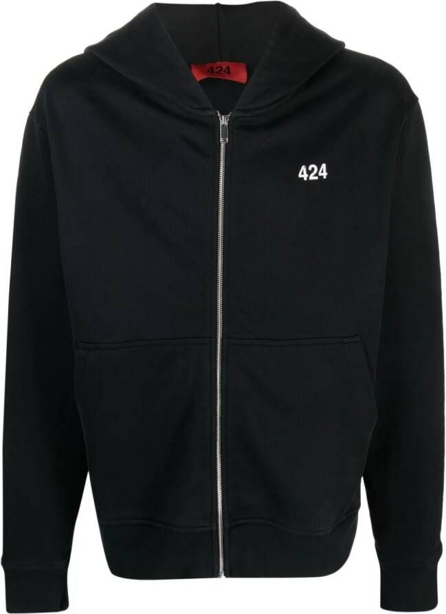 424 Hoodie met logoprint Zwart