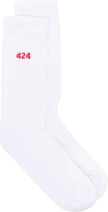 424 Sokken met intarsia logo Wit