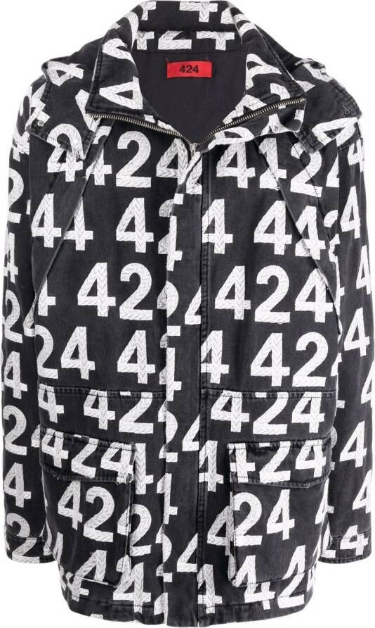 424 Jack met all-over logoprint Zwart