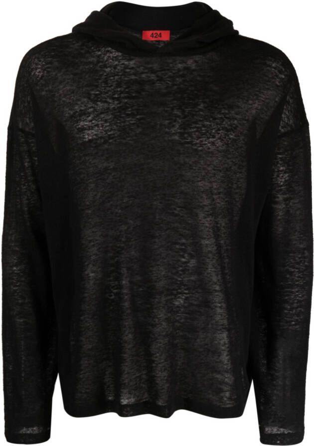 424 Hoodie met mesh Zwart
