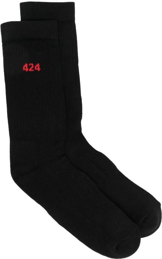 424 Sokken met intarsia logo Zwart