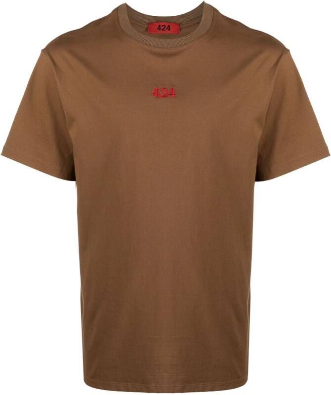 424 T-shirt met geborduurd logo Bruin