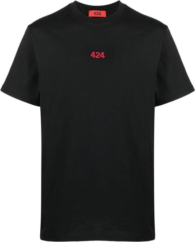 424 T-shirt met geborduurd logo Zwart