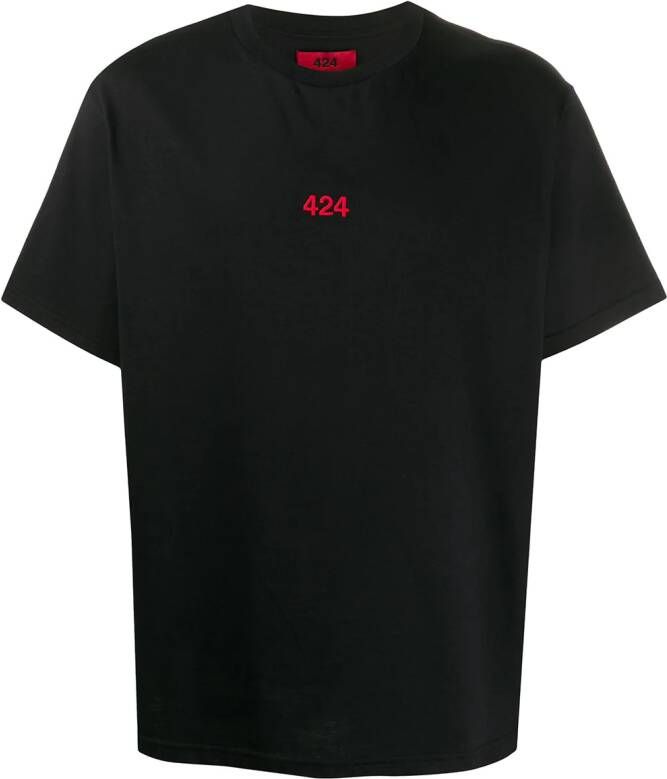 424 T-shirt met geborduurd logo Zwart