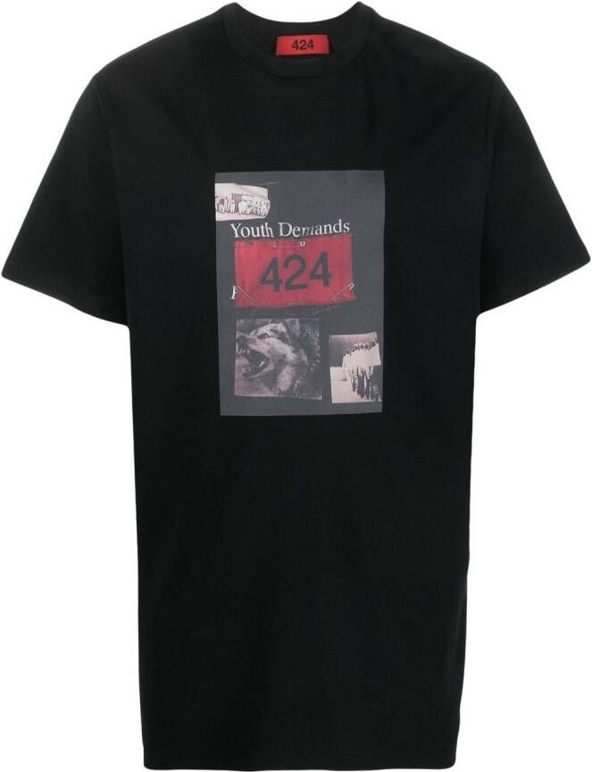 424 T-shirt met logoprint Zwart