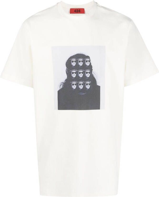 424 T-shirt met print Beige