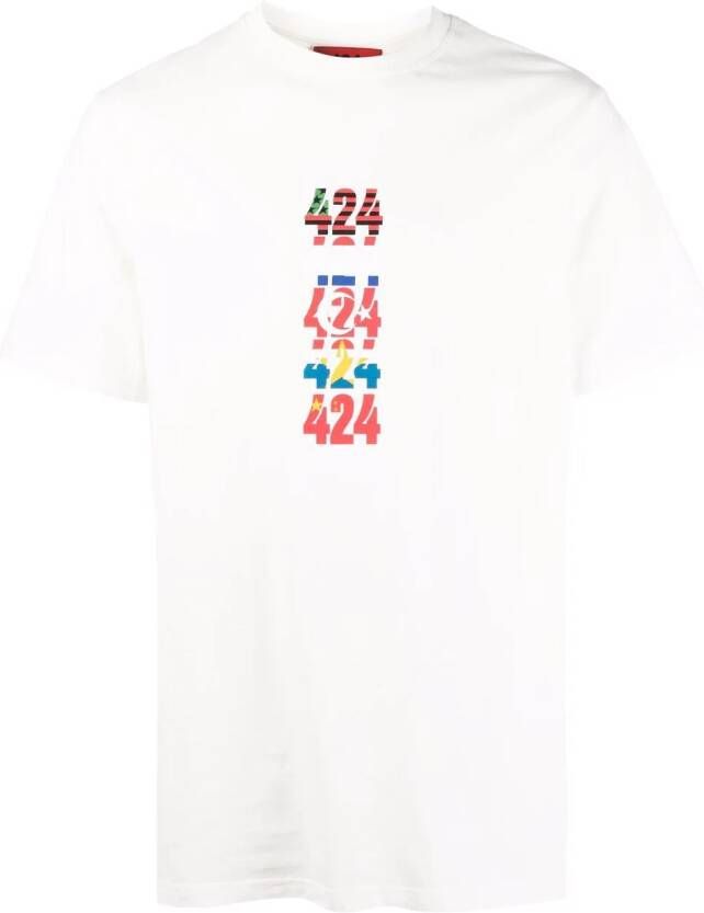 424 T-shirt met print Beige