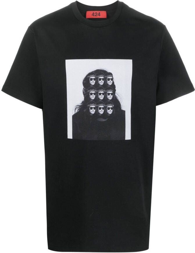 424 T-shirt met print Zwart