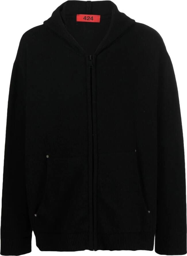 424 Hoodie met rits Zwart