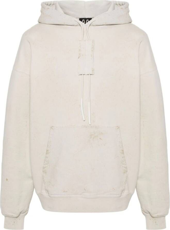 44 LABEL GROUP Gerafelde hoodie Beige