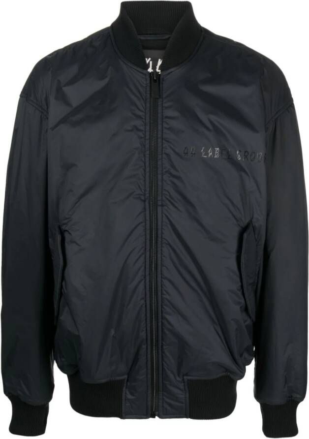 44 LABEL GROUP Bomberjack met logoprint Zwart