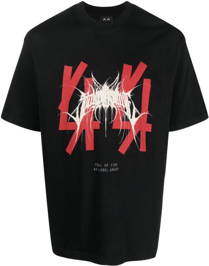 44 LABEL GROUP T-shirt met logoprint Zwart