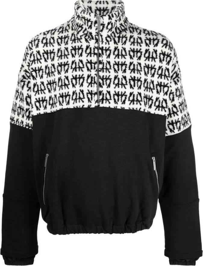 44 LABEL GROUP Sweater met logo vlakken Zwart