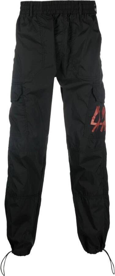 44 LABEL GROUP Trainingsbroek met logoprint Zwart