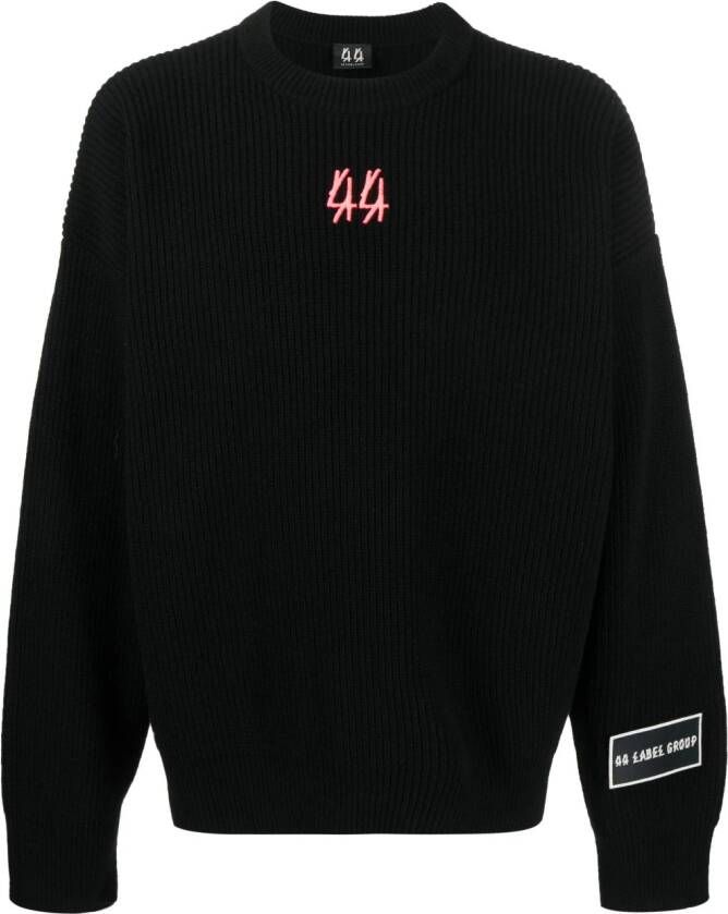 44 LABEL GROUP Trui met logopatch Zwart
