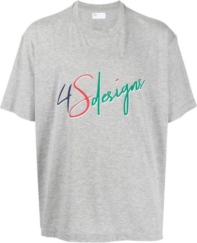 4SDESIGNS T-shirt met logoprint Grijs