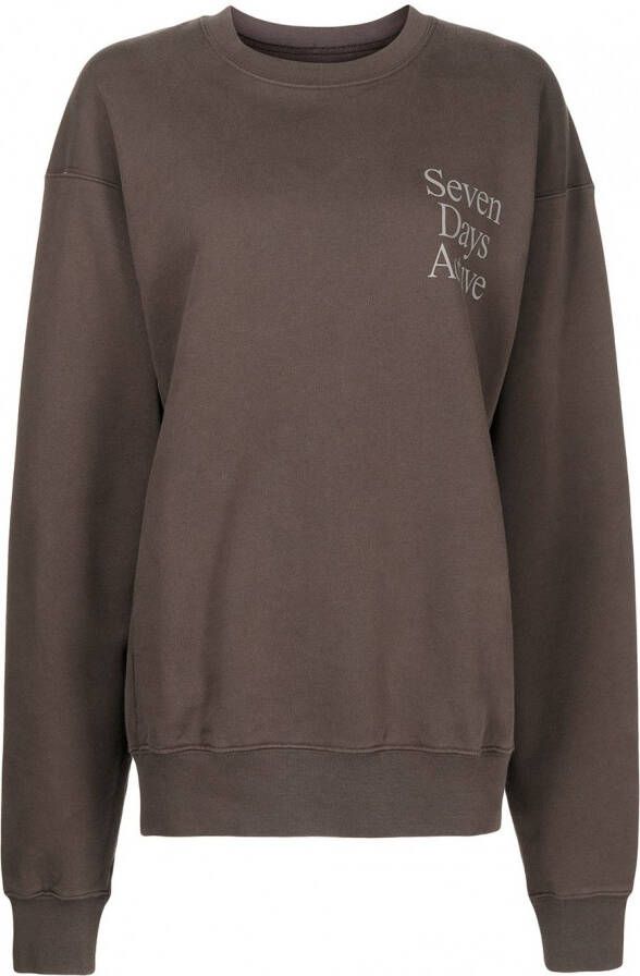 7 DAYS Active Sweater met logoprint Bruin