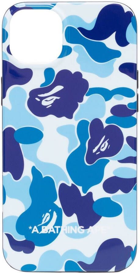 A BATHING APE iPhone 14 Plus hoesje met abstracte print Blauw
