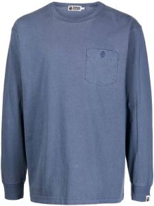 A BATHING APE chest pocket long sleeve T-shirt Blauw