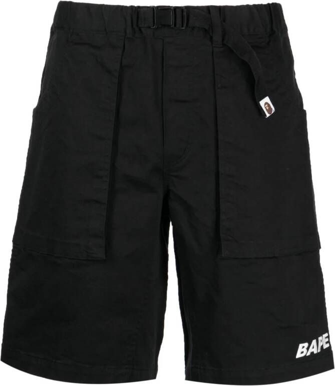 A BATHING APE Shorts met geborduurd logo Zwart