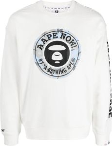 A BATHING APE Sweater met logoprint Wit