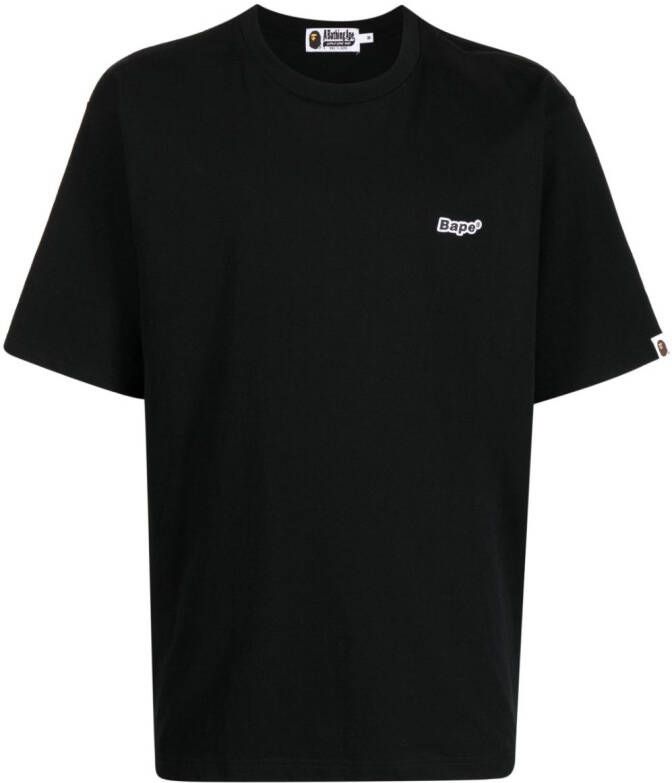 A BATHING APE T-shirt met geborduurd logo Zwart
