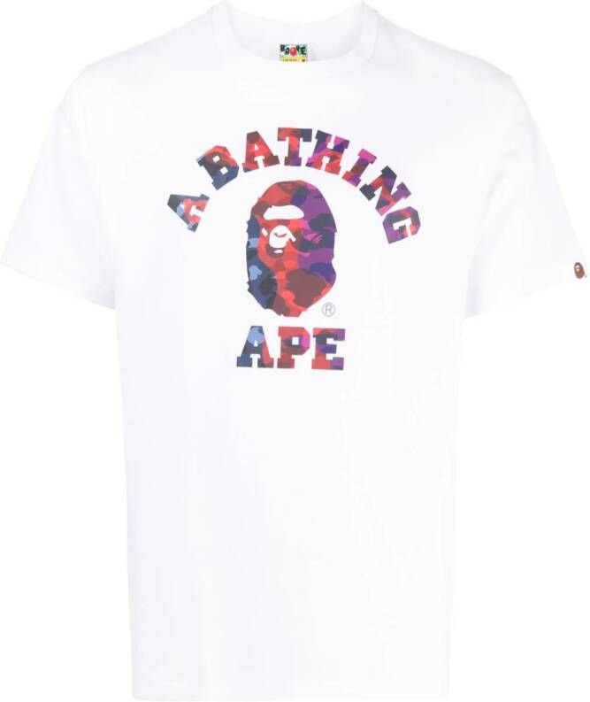 A BATHING APE T-shirt met logopatch Wit