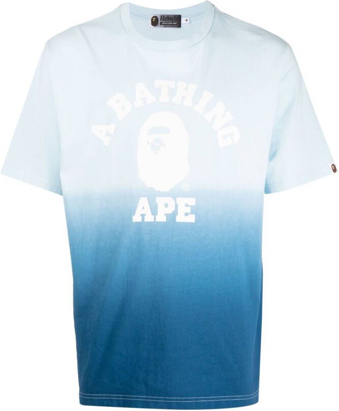 A BATHING APE T-shirt met logoprint Blauw