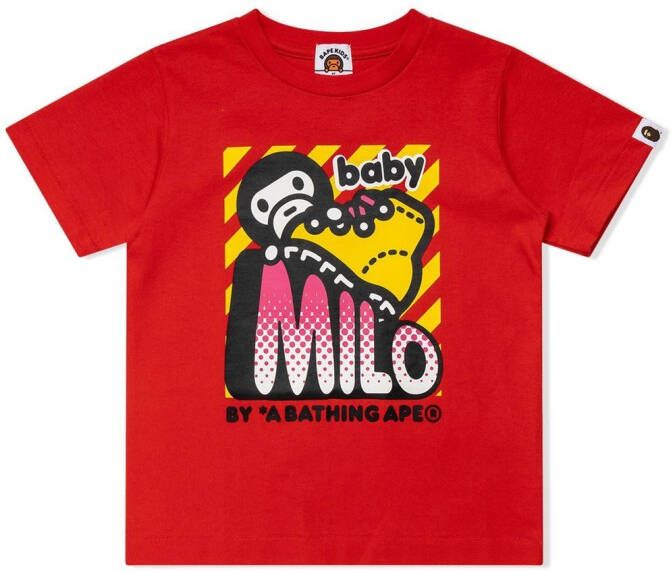 A BATHING APE T-shirt met print Rood