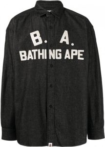 A BATHING APE Overhemd met geborduurd logo Zwart
