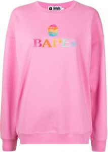 A BATHING APE Sweater met geborduurd logo Roze