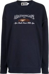 A BATHING APE Sweater met geborduurde tekst Blauw