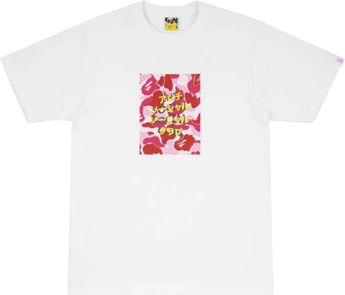 A BATHING APE x Anti Social Club T-shirt met camouflageprint Wit