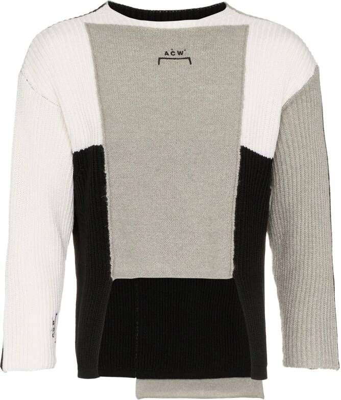A-COLD-WALL* asymmetrische trui van merino wolmix met panelen Zwart