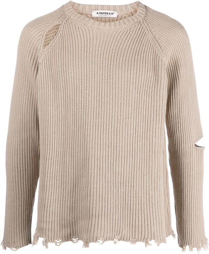 A paper kid Trui met gerafeld-effect Beige